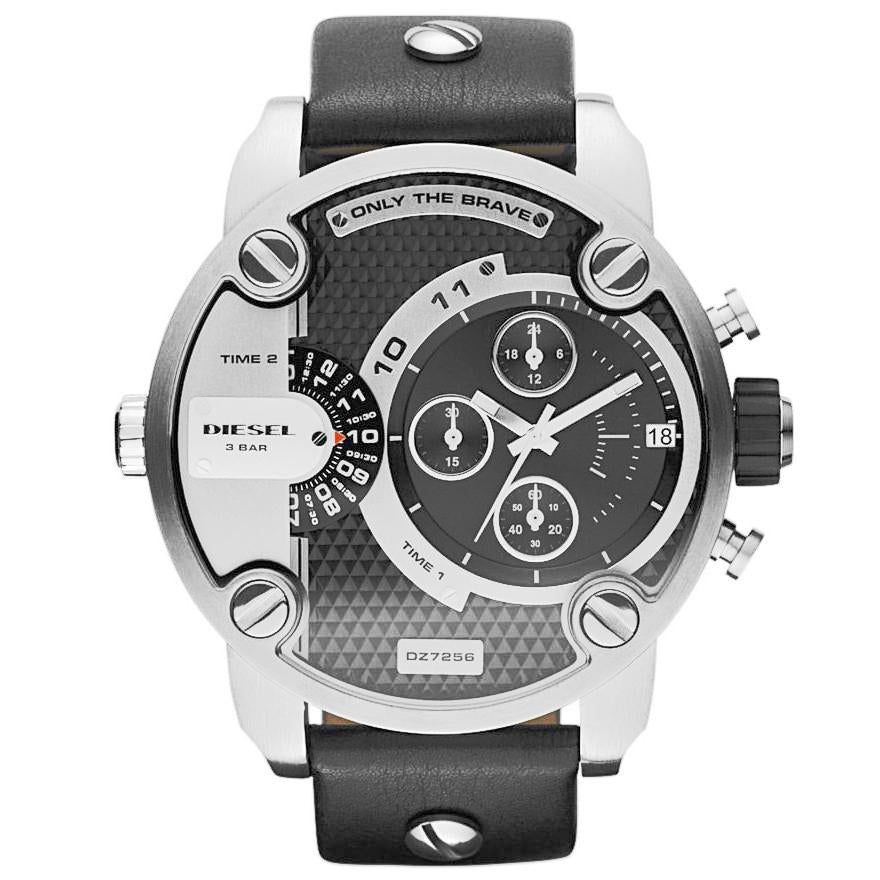 Diesel Men's Chronograph Watch Little Daddy Silver Black DZ7256