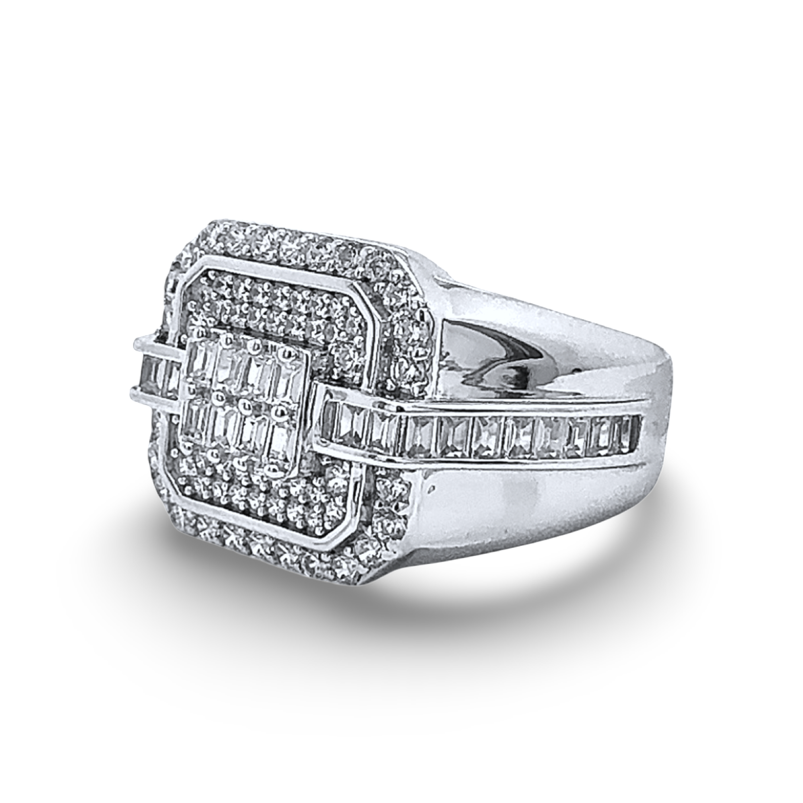 925 Sterling Silver Iced Out Square Ring