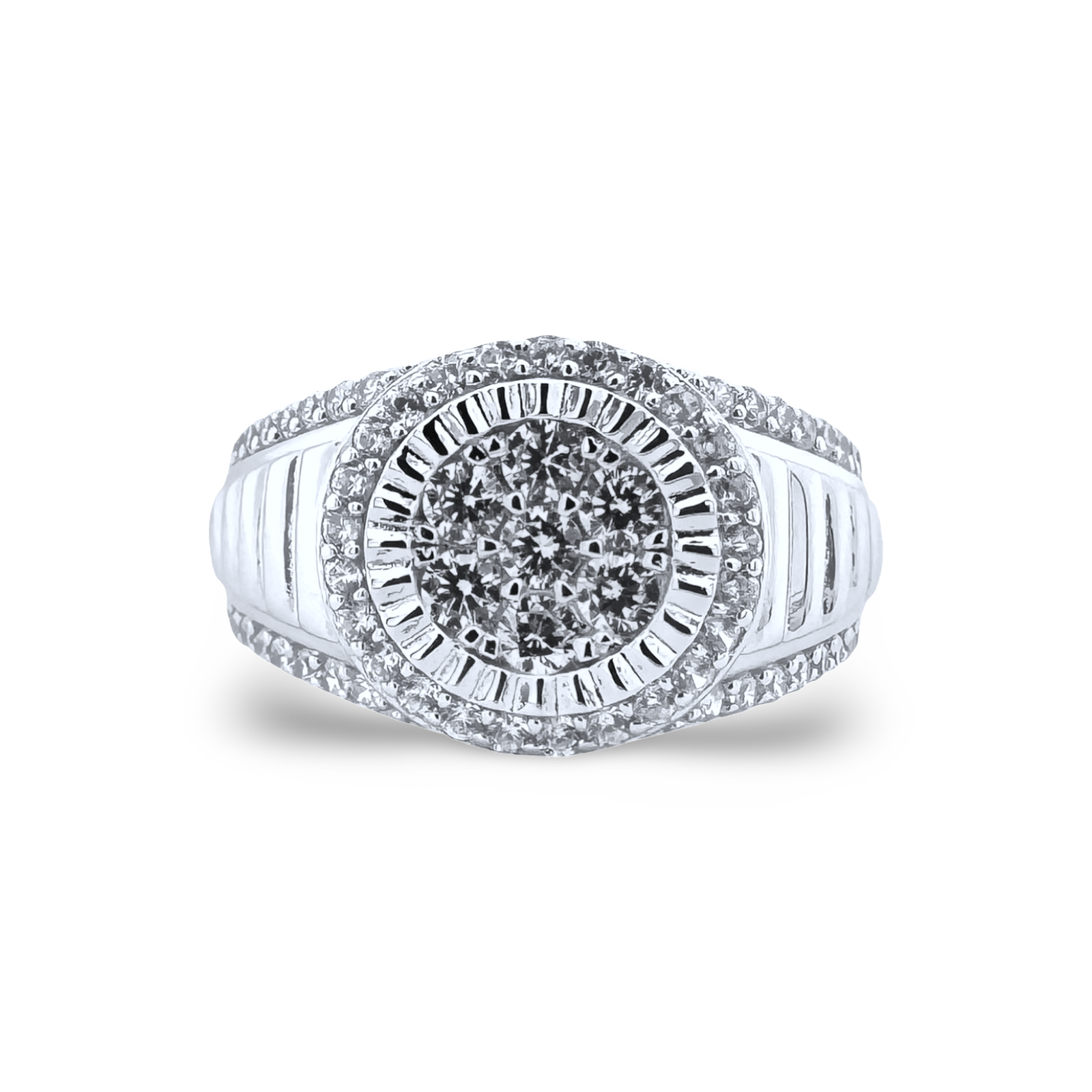 925 Sterling Silver Round Stone Set Signet Ring