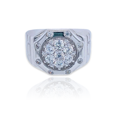 White Gold Iced Shield Ring