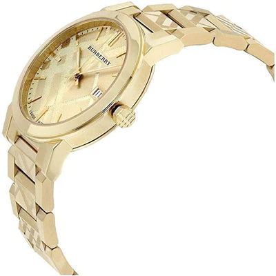 Burberry Watch The City Engraved Checked Gold BU9038