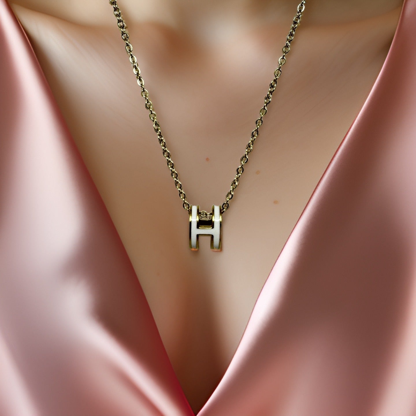 Pop H Necklace Stainless Steel White