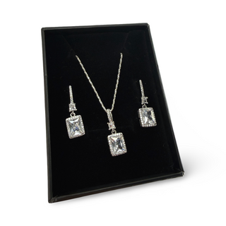 925 Sterling Silver Cubic Zirconia Rectangle Set