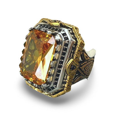 925 silver mens citrine ring