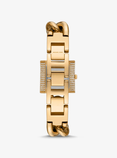 Michael Kors Ladies Gold-Tone Chain Square Watch 25mm MK4711