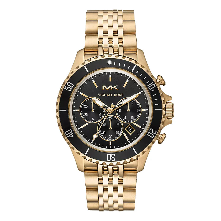 Michael Kors Men's Watch Bayville Chronograph Black Gold MK8726