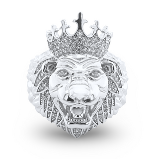 925 Silver Lion King Ring - S