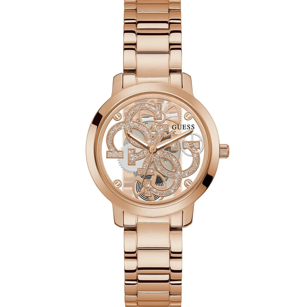 Guess Quattro Clear Ladies Rose Gold Watch GW0300L3