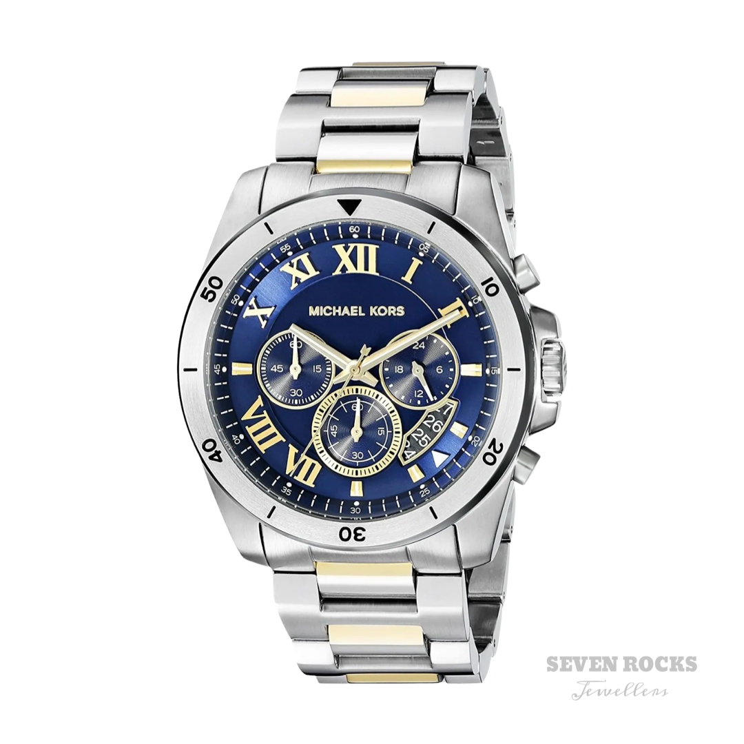 Michael Kors Watch Brecken Chronograph Two Tone Blue MK8437