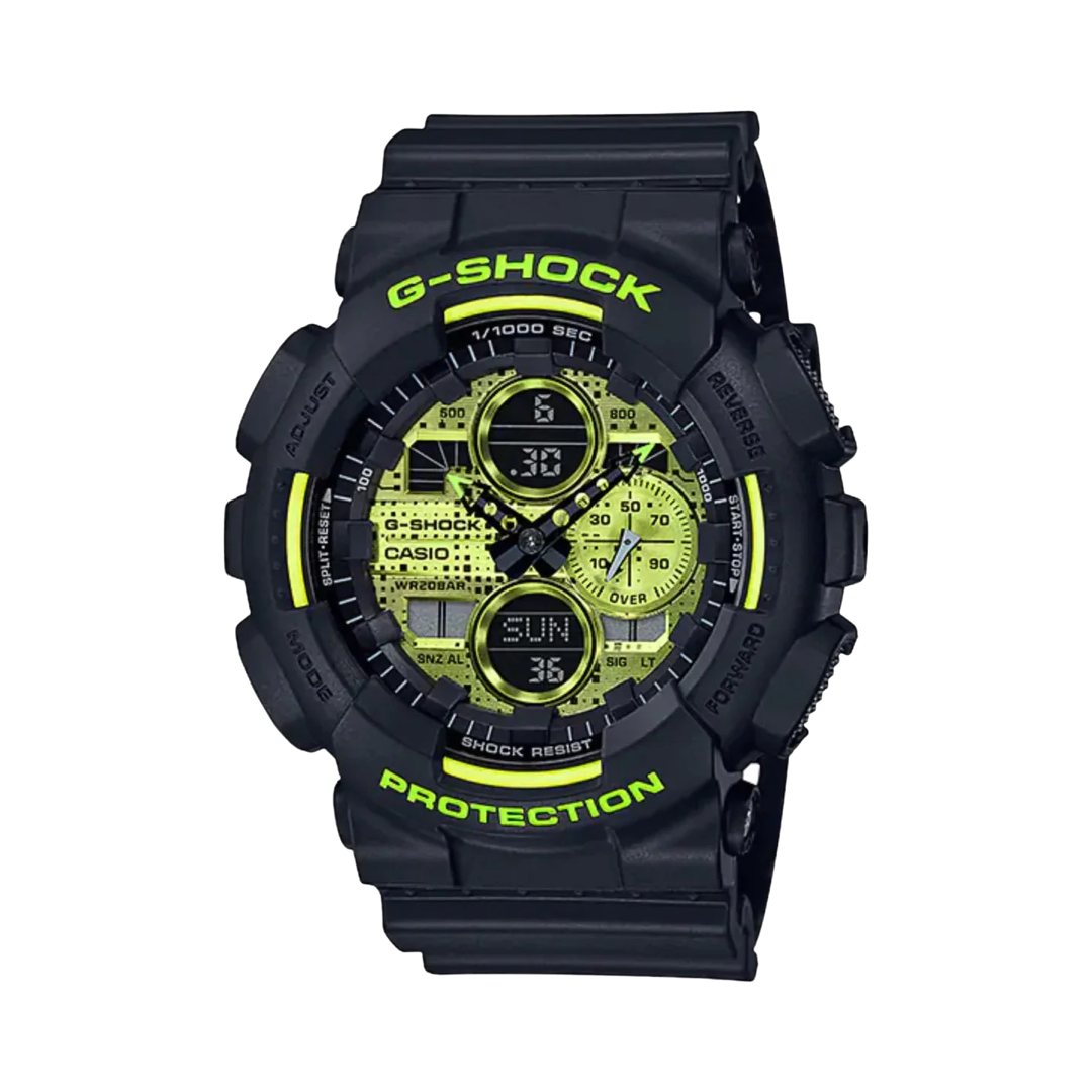 Casio G Shock Watch Men s Neon Yellow Black GA 140DC 1ADR Seven Rocks