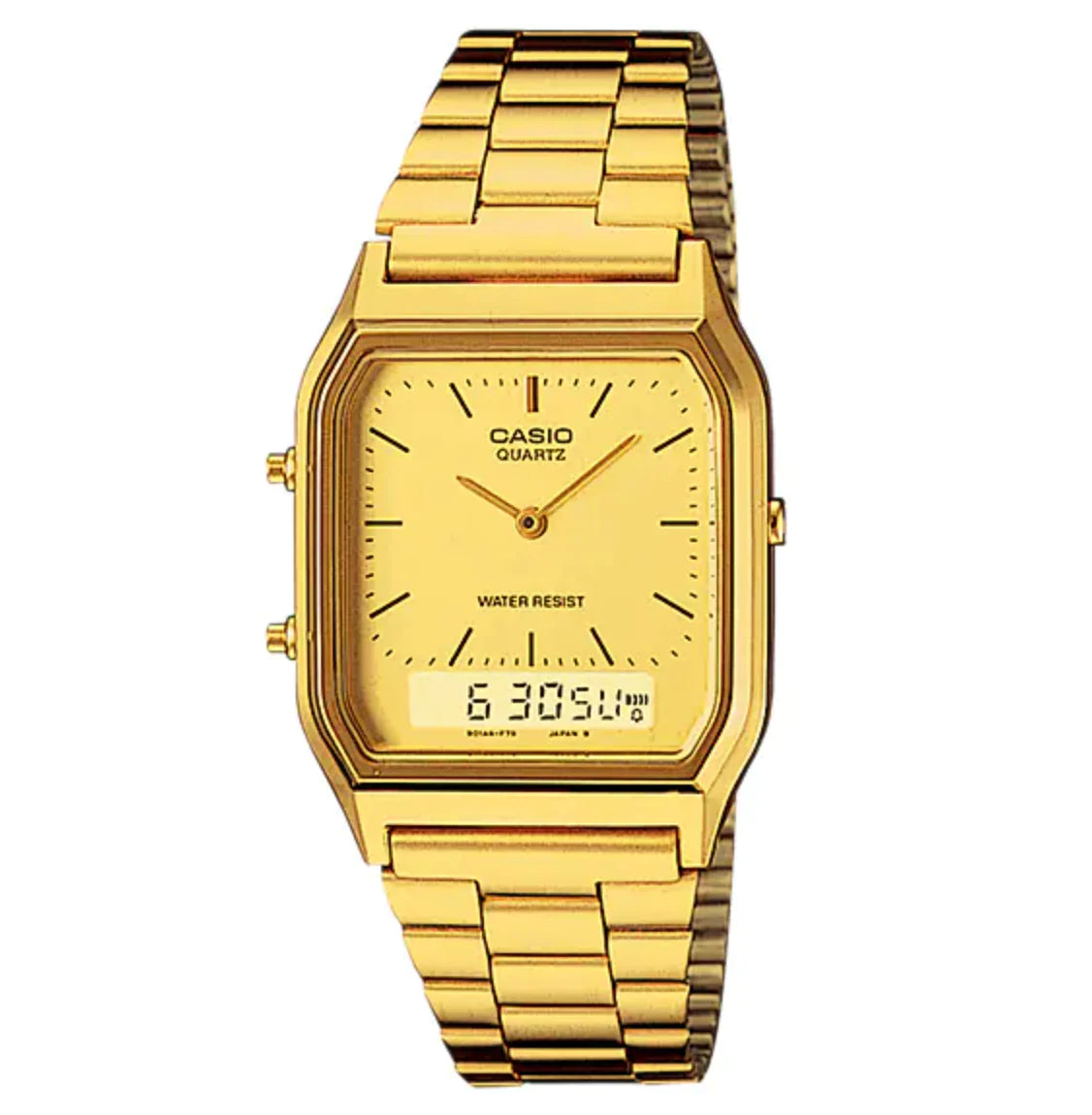 Casio Watch Vintage Retro Dual Time Gold AQ-230GA-9DMQ