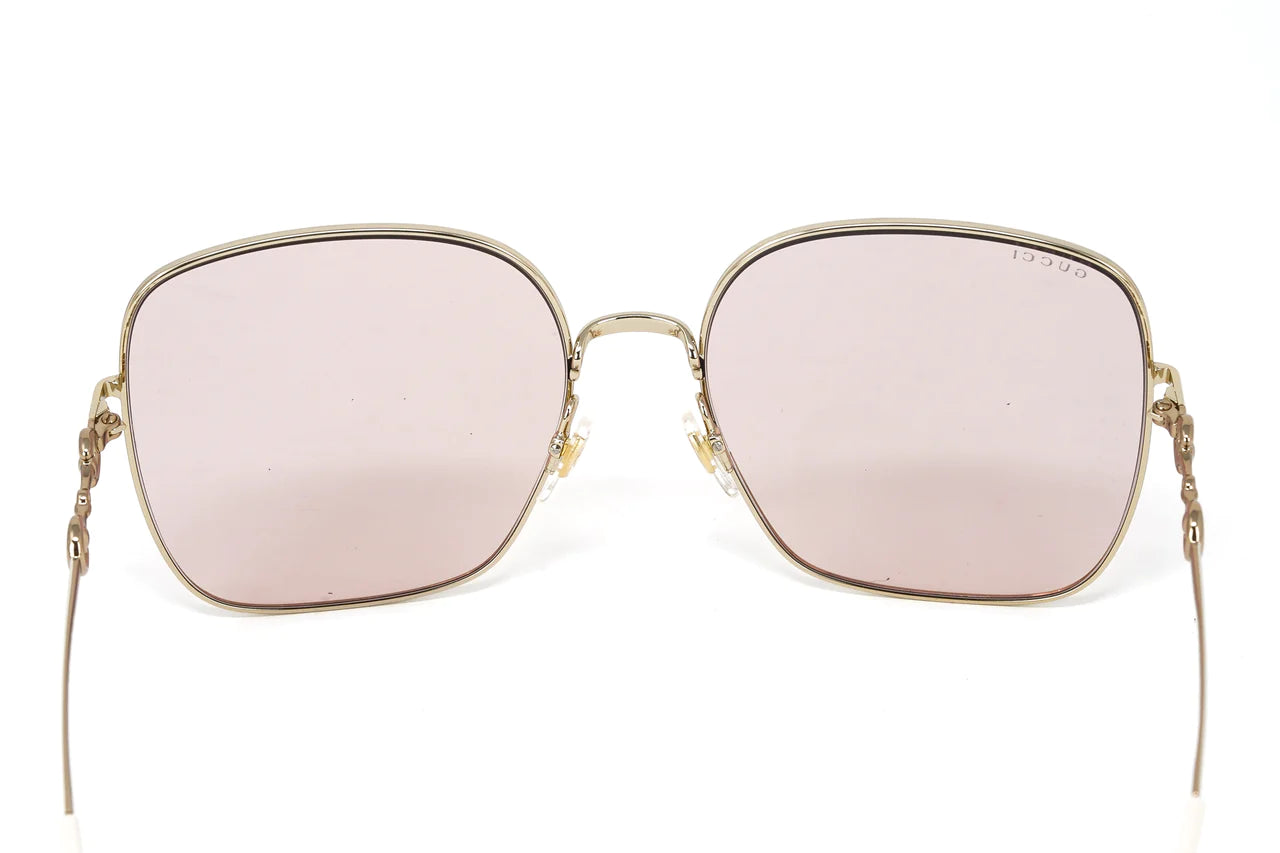Gucci Ladies Sunglasses Oversized Square Pink Gold GG0879S 005 61 Seven Rocks