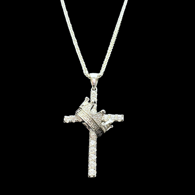 Diamond Cross Crown Pendant