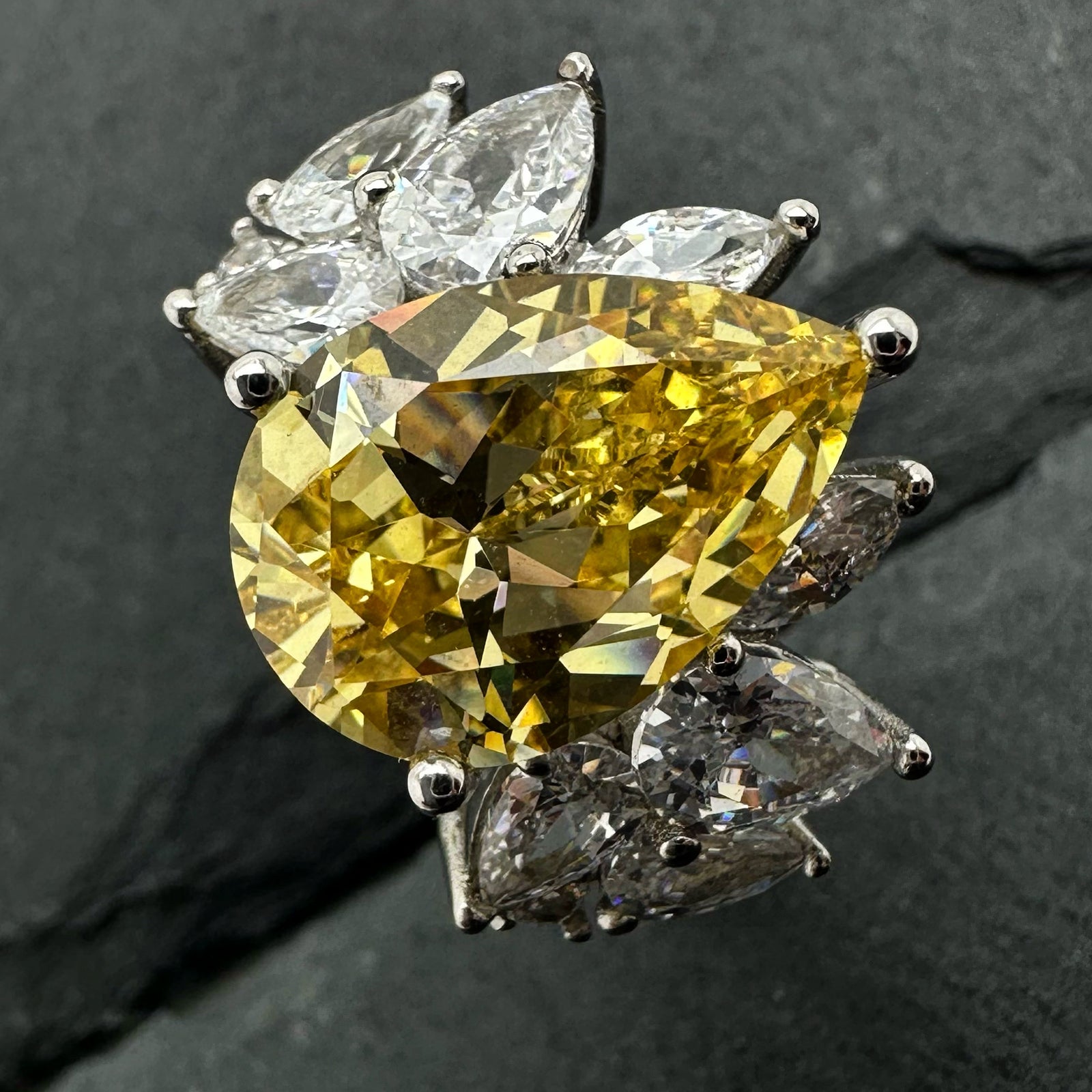 Fancy Yellow Diamond Silver Ring