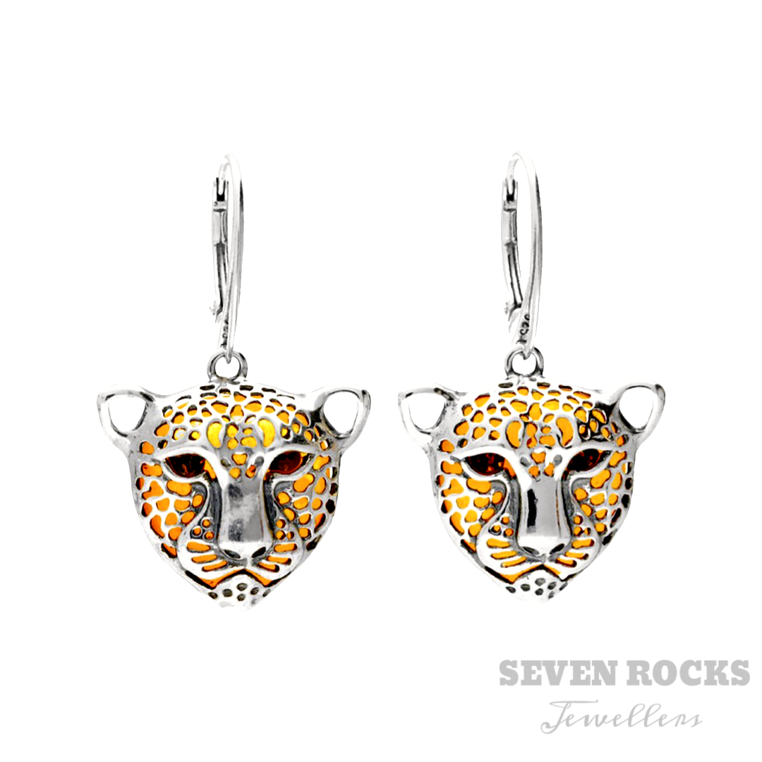 TIGER AMBER SILVER EARRINGS