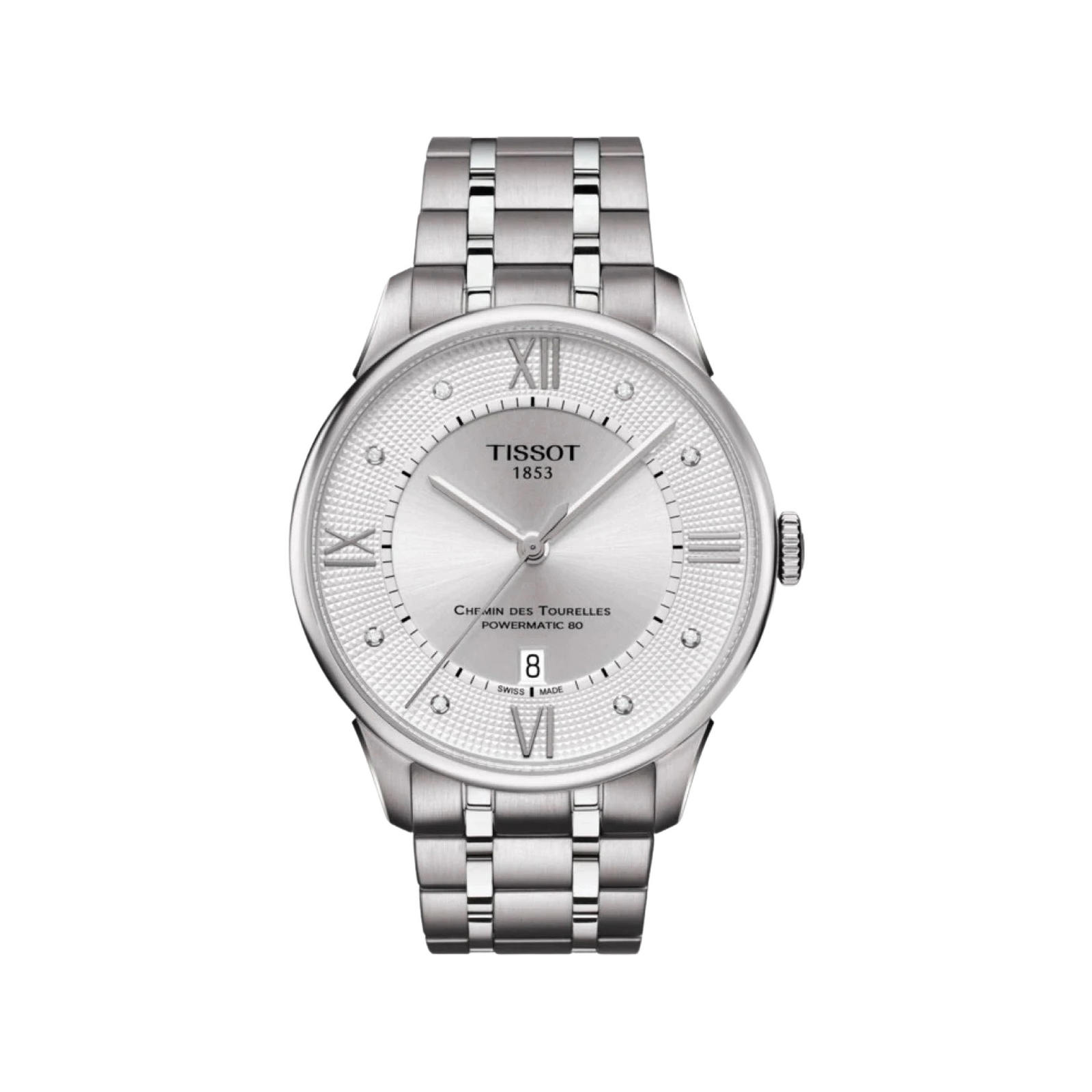 Tissot Mens Automatic Watch Chemin Des Tourelles Silver Diamond T0994071103300