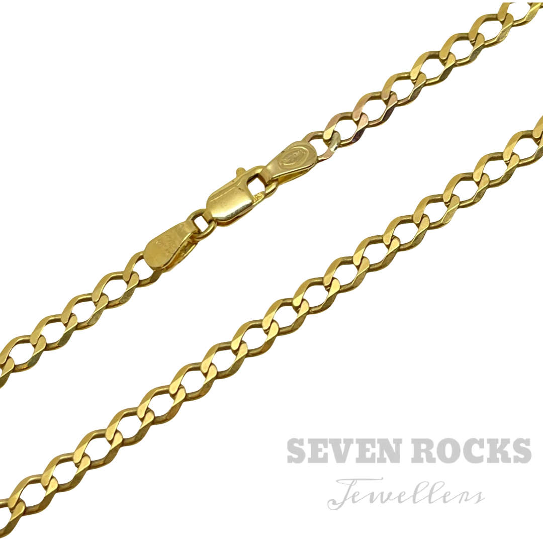 9 k yellow gold curb chain 18” inches 3 mm