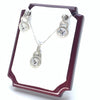 White Gold Iced Set Of Earrings & Necklace