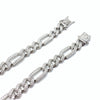 Iced Figaro Silver White Gold Finish Chain