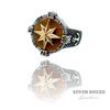 Tiger Eye Compass Silver Ring