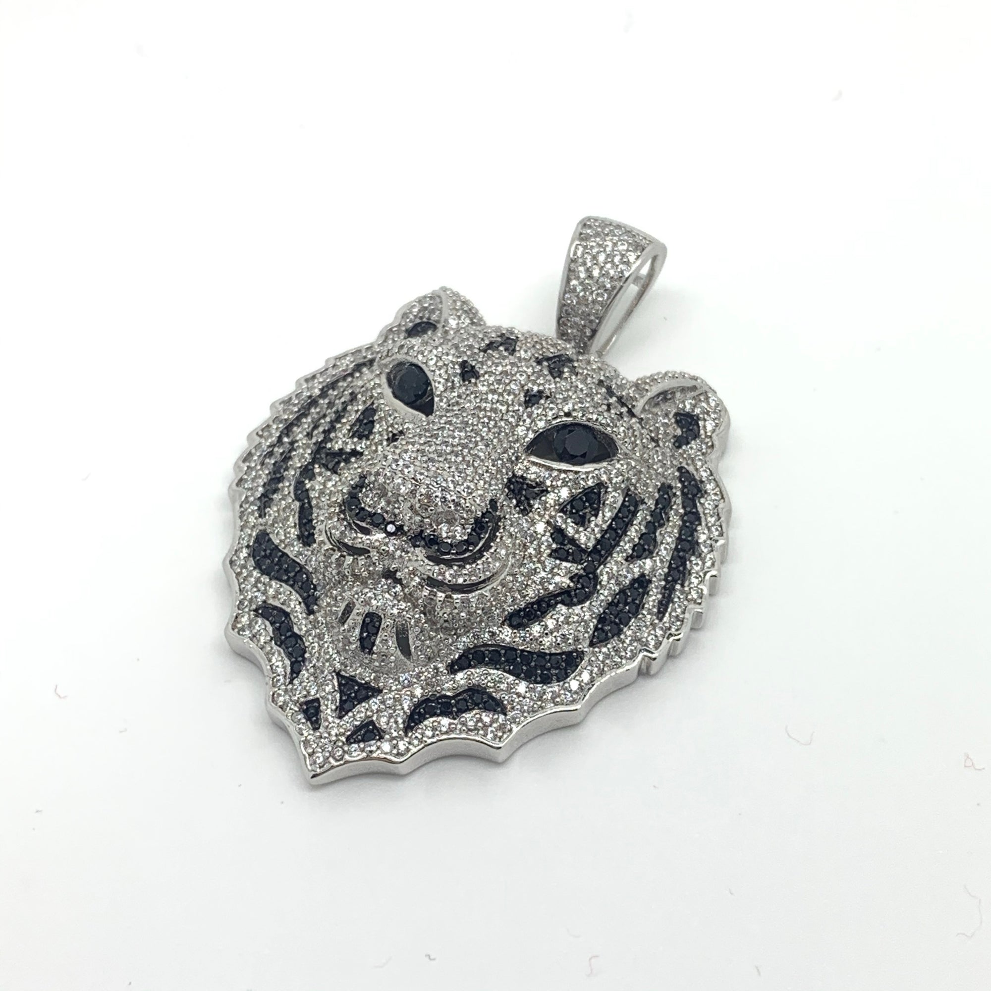 Tiger 3D Head Silver Pendant (Large)