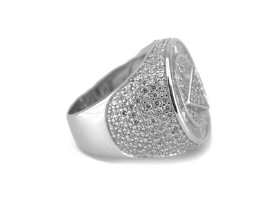 White Gold Double Triangle Baguette Circle Ring