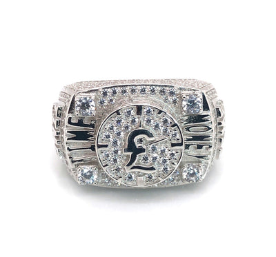 White Gold Iced Time=Money Ring