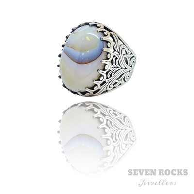 Agate Mens Silver Ring