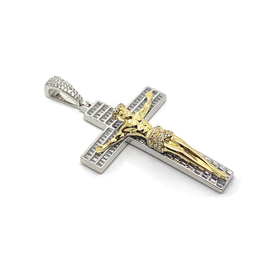 Iced Silver Crucifixion Yellow/White