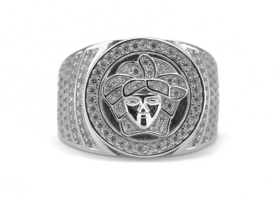 White Gold Iced Medusa Ring 2