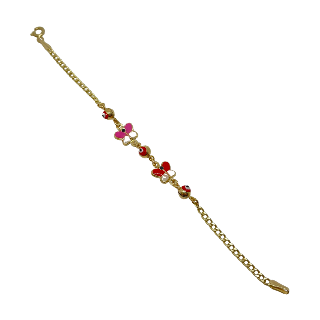 14 Yellow Gold Baby Butterfly Bracelet