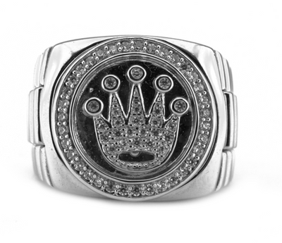 White Gold Iced Crown Ring 1