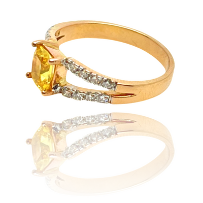 18 K Rose Gold Yellow Sapphire Diamond Ring