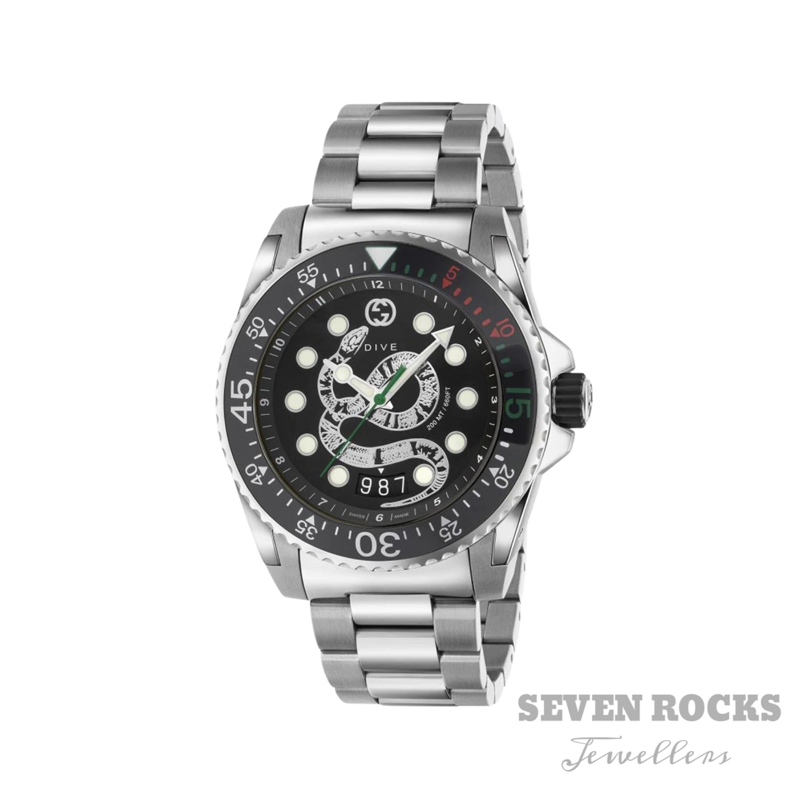 Gucci Dive Watch Silver Snake YA136218
