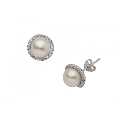 Pearl CZ Silver 925 Studs