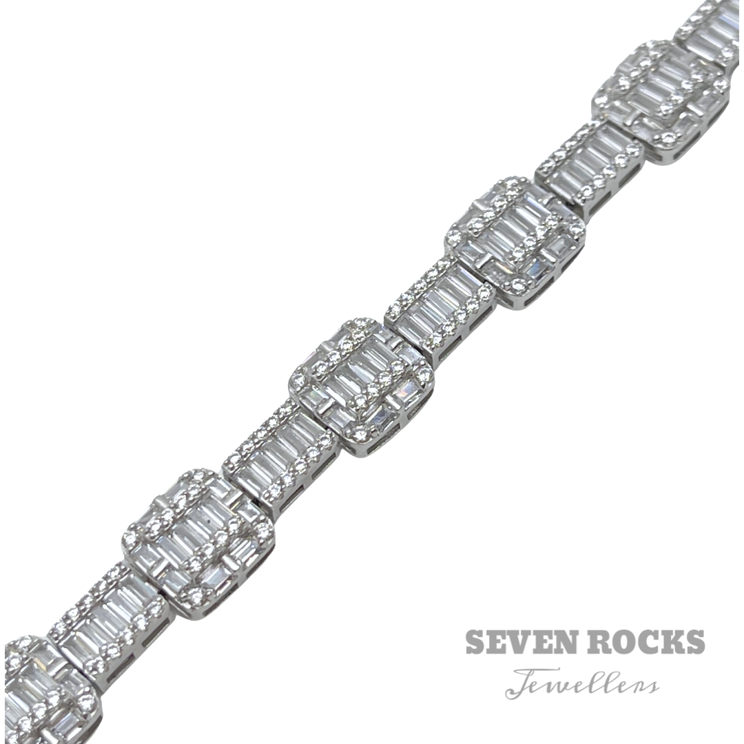 Baguette Tennis Cluster Bracelet