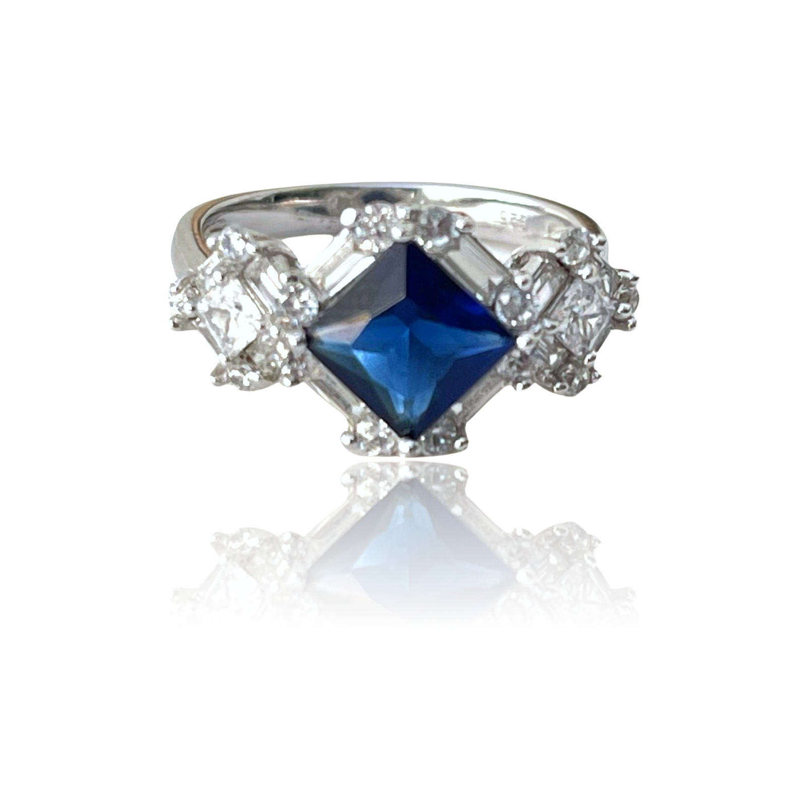 Sapphire Blue Princess Ring