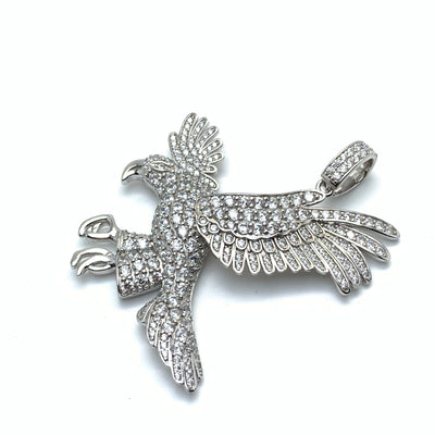 Iced Eagle Silver Pendant