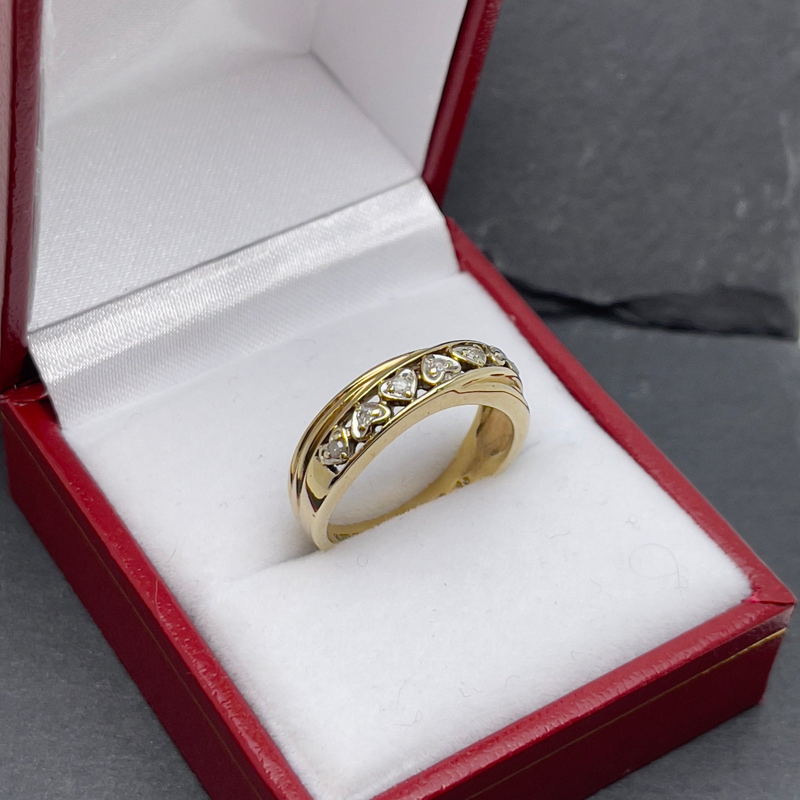 9 K diamond half eternity heart ring