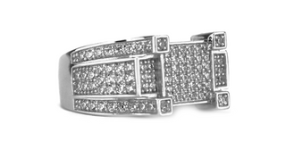 White Gold Iced Quadra Ring - Size Z