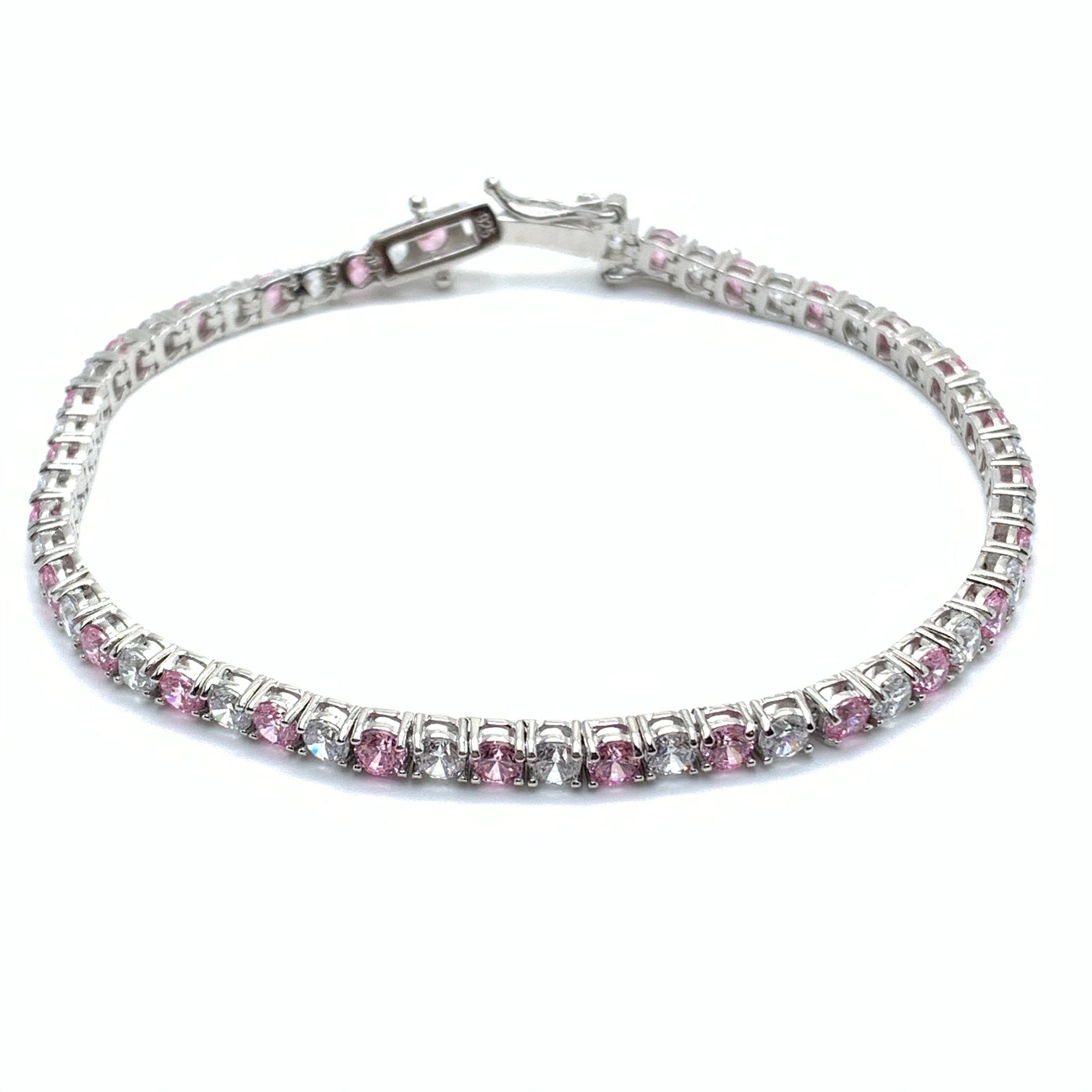 Pink /White Tennis Bracelet 3mm