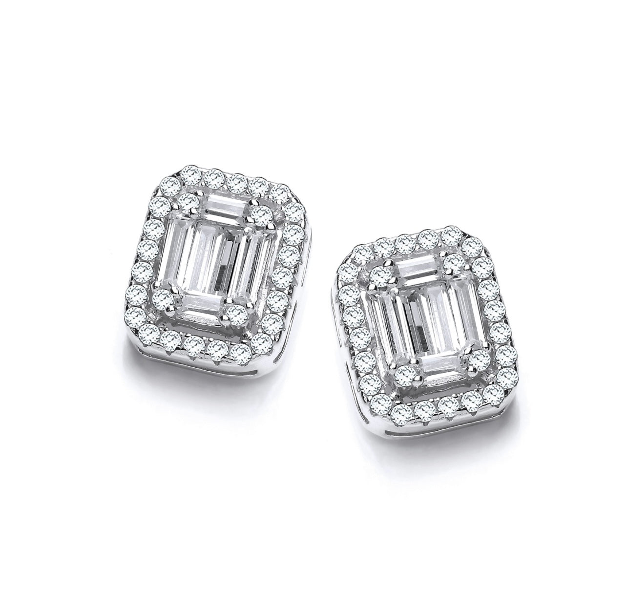 Emerald Look Created by  Baguettes, Silver Stud Earrings