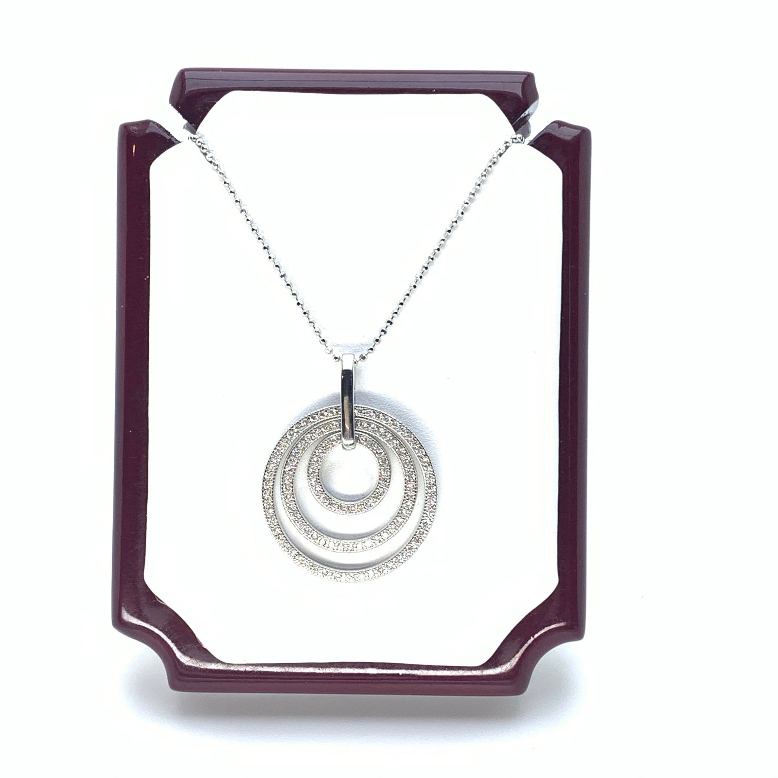 White Gold Iced Circle Necklace
