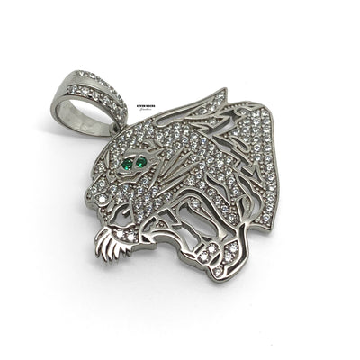 2D Tiger Head Silver  Pendant