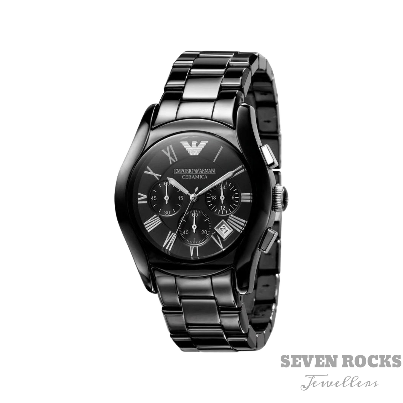 Emporio Armani Men's Valente Chronograph Watch Silver Ceramic AR1400