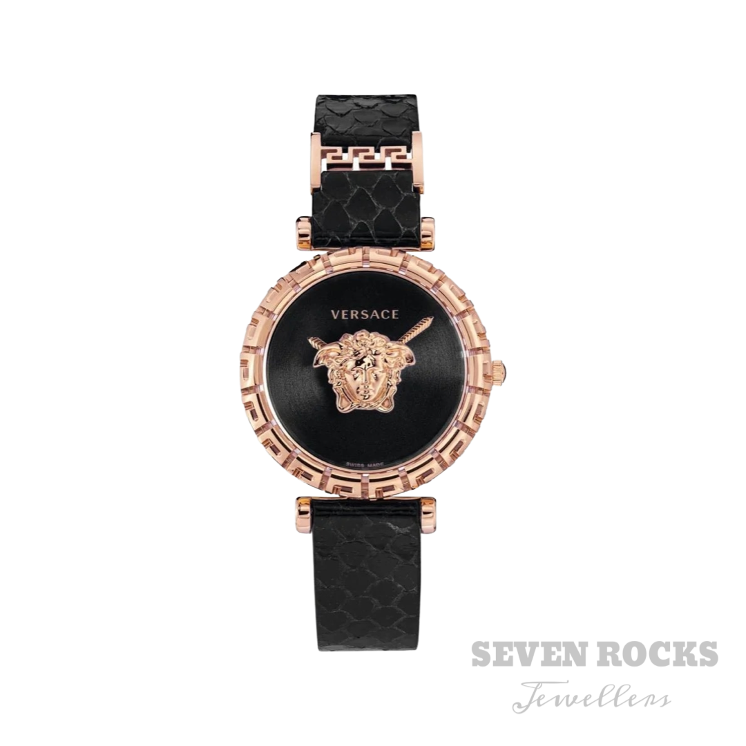 Versace Ladies Watch Palazzo Empire Greca Black Rose Gold
