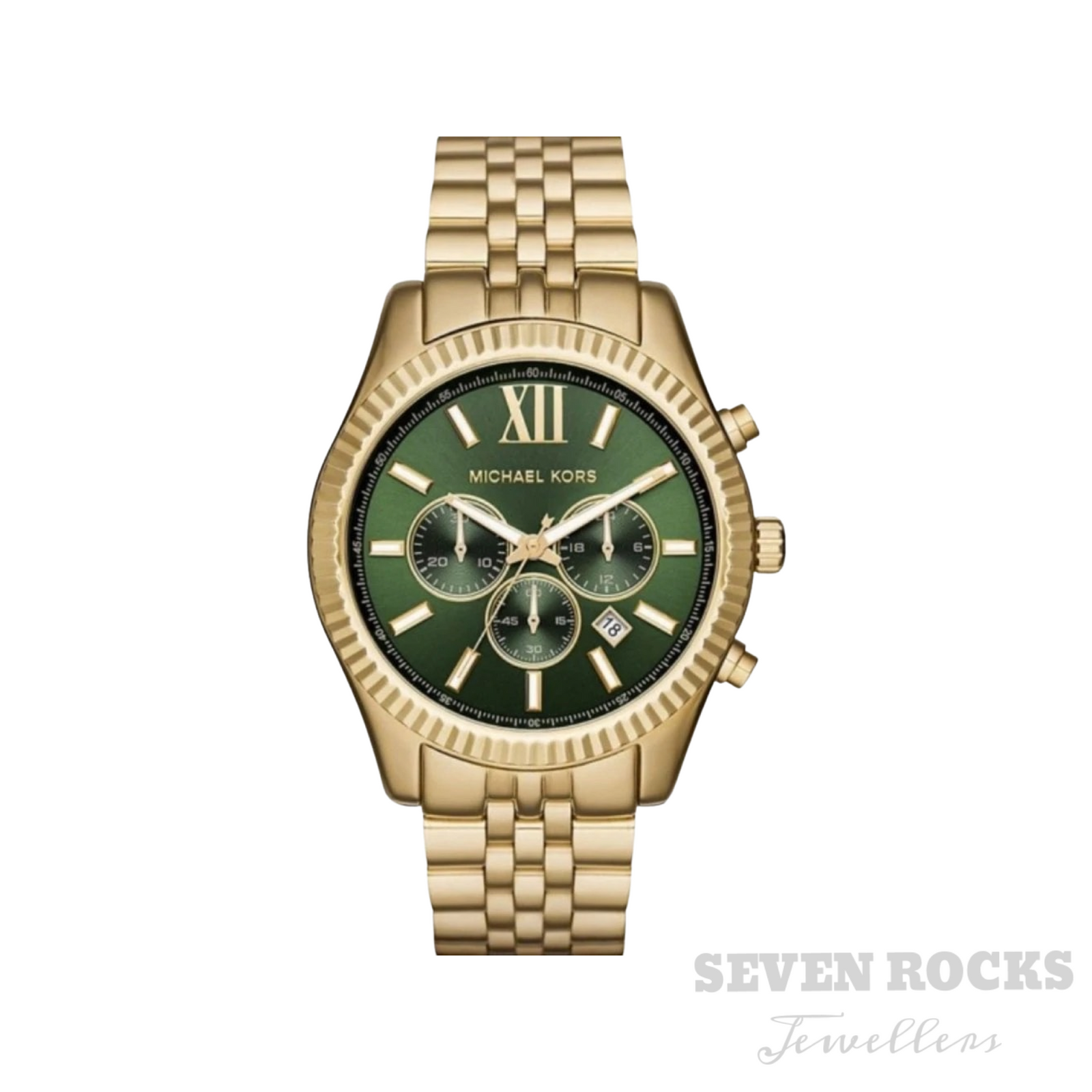 Michael Kors Watch Lexington Chronograph Gold Green MK8446