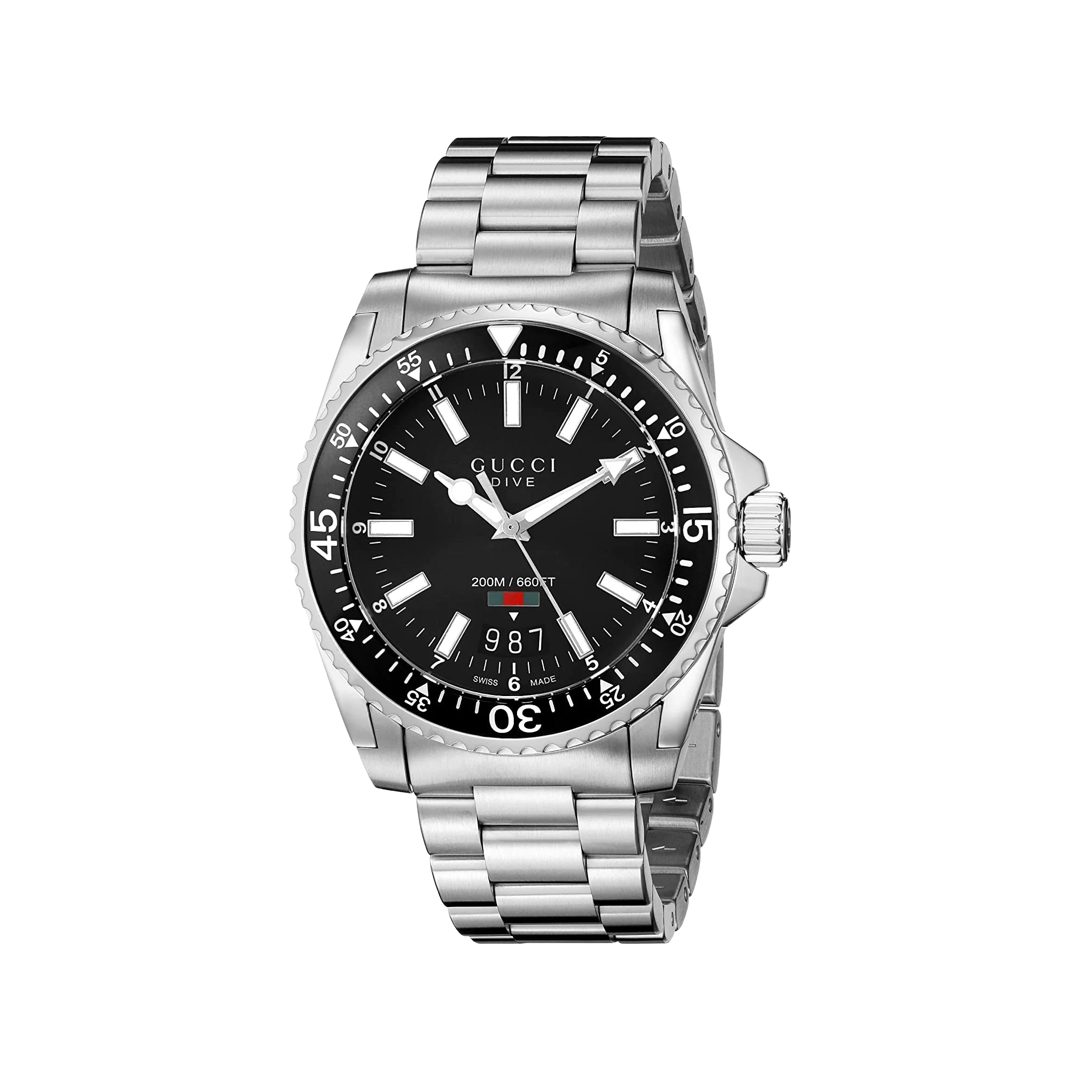Gucci Men's Watch Dive Black Silver YA136301A