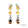 DESIGNER SILVER AMBER WASP/BEE EARRINGS DANGLE