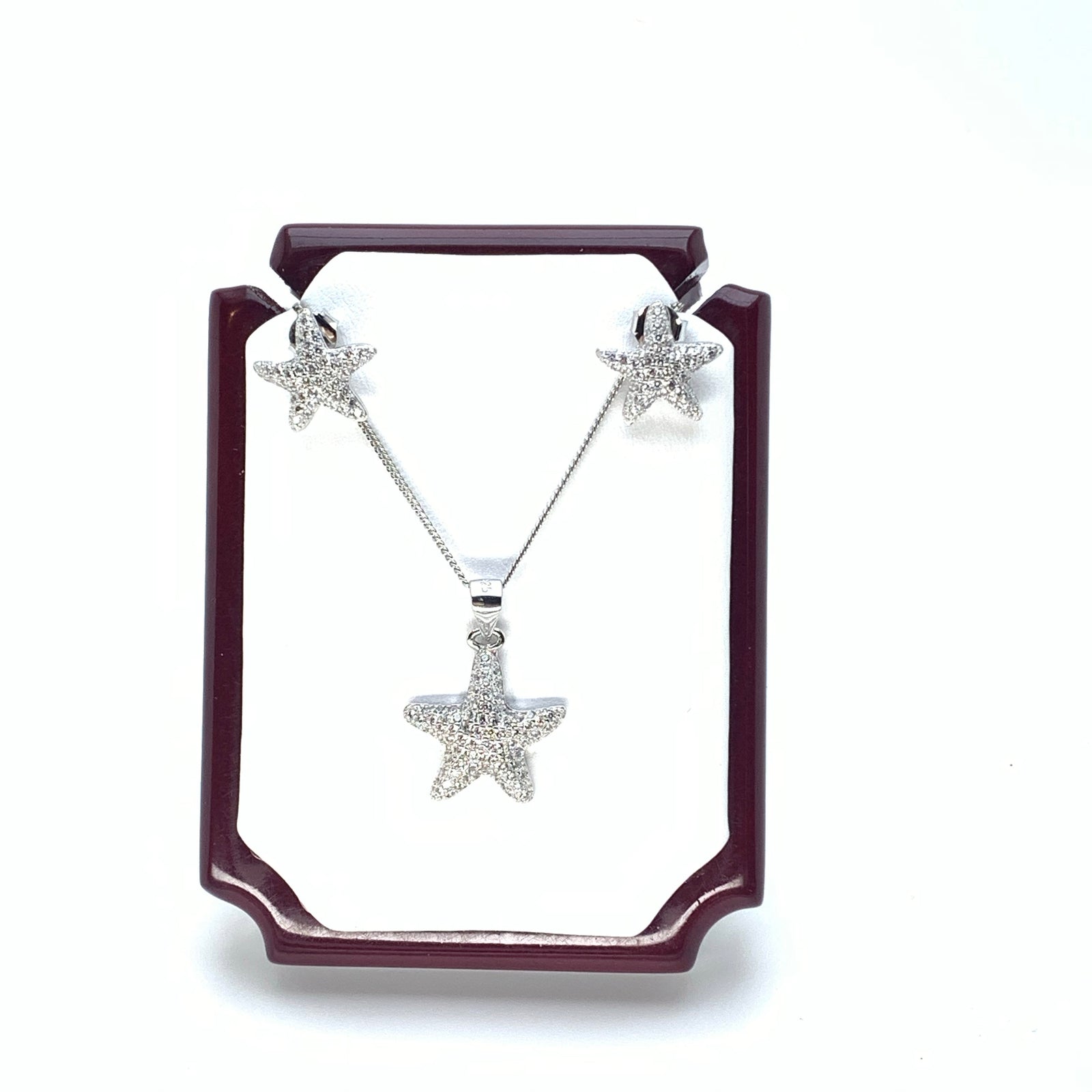 Iced Starfish Set Necklace & Earrings